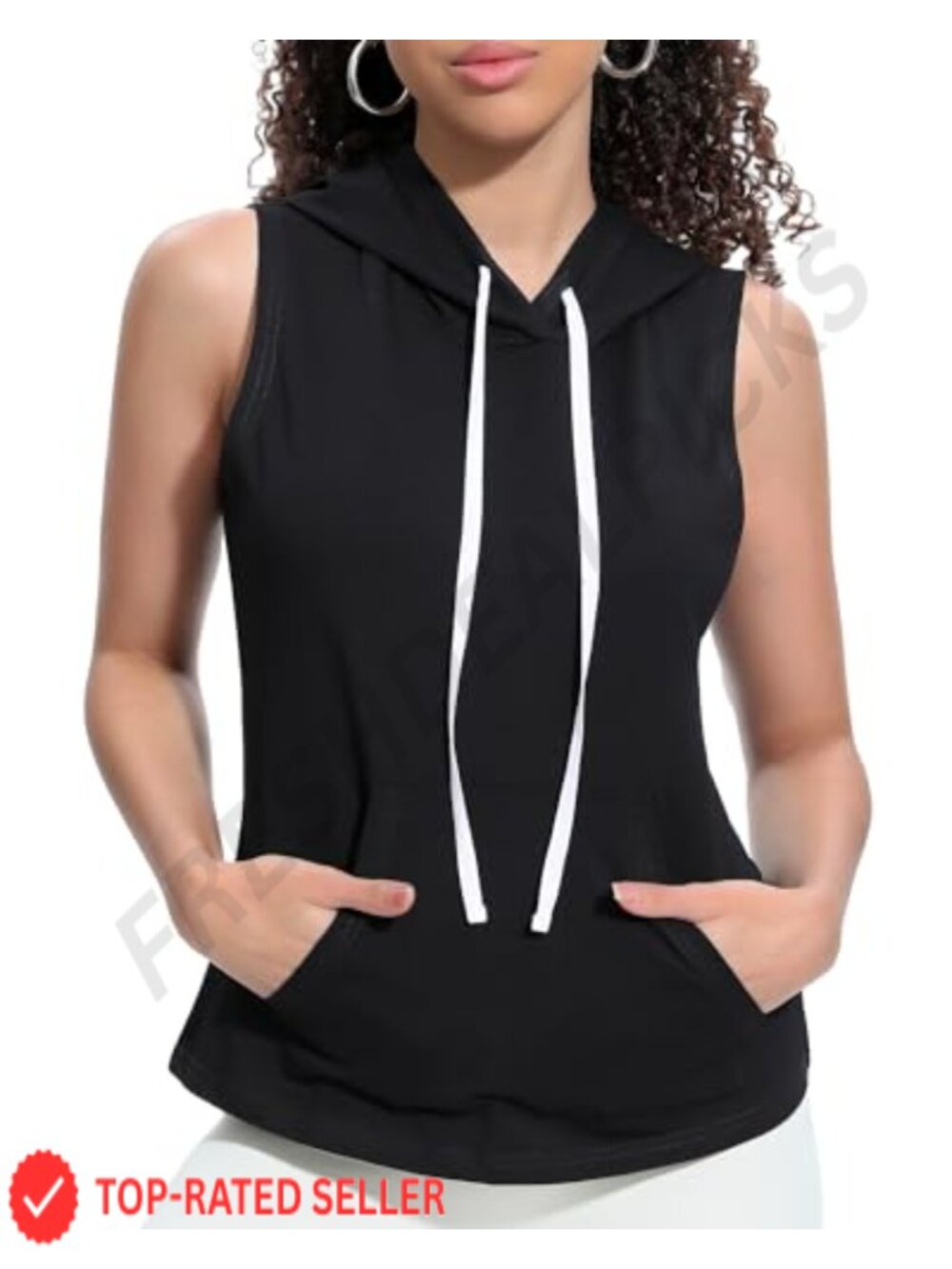 Women's Sleeveless Hooded Tank Top Pullover Athletic Summer Vest